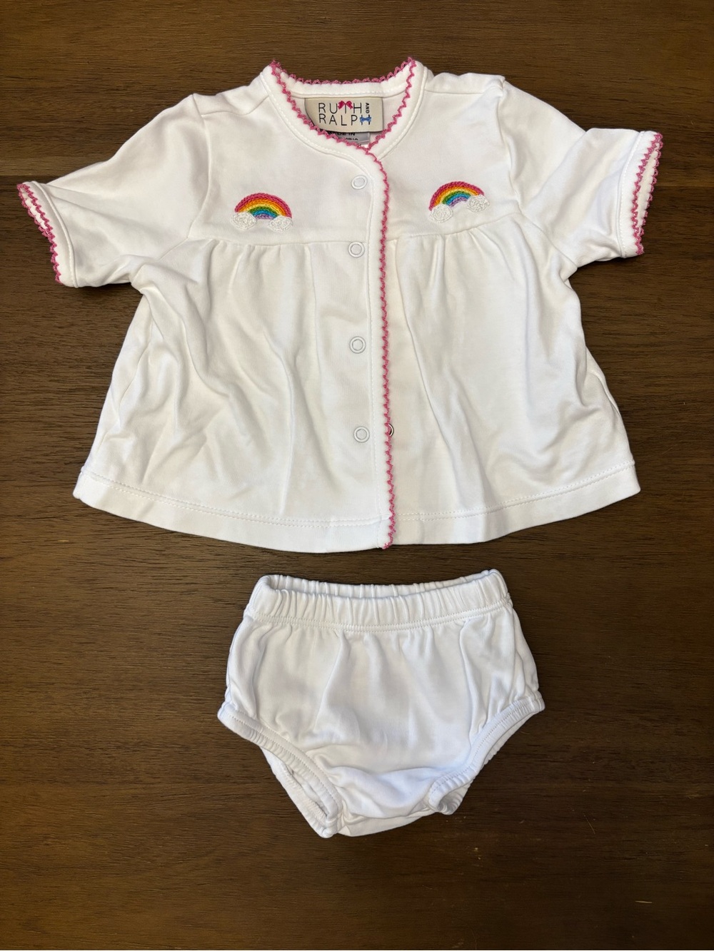 Baby Matching Layette Set with Rainbow Embroidery